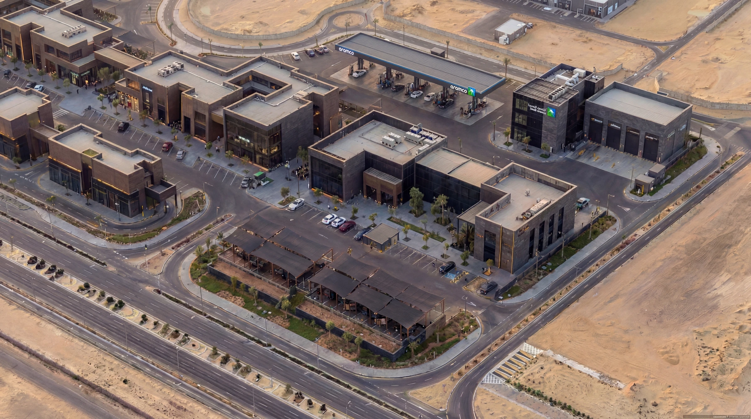 Yanbu Park, corner aerial render at day